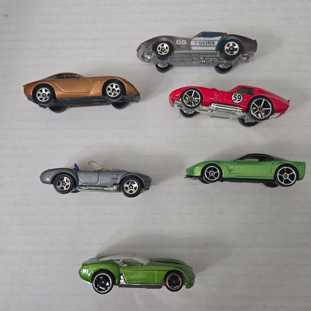 Vintage Hot Wheels Shelby Cobra Opening Hood Diecast Sports Car Lot of 6 Mattel